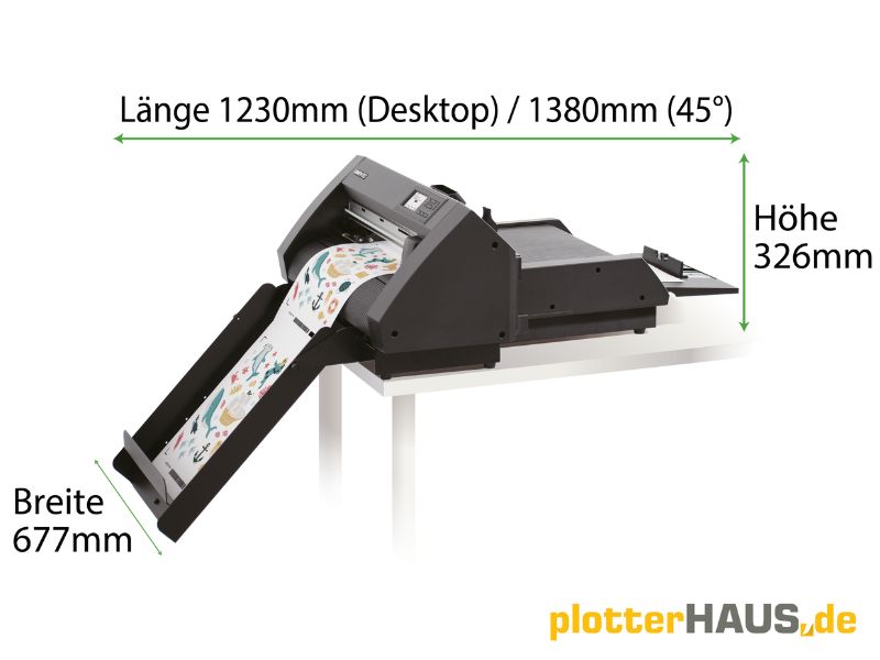 Produktmaße vom Graphtec ASF1-30 Automatische Zuführung in Kombination mit dem CE8000-40 Schneideplotter