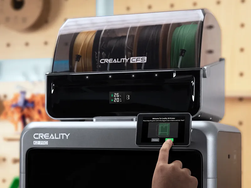 Das Separat erhältliche CFS System ist mit verschiedenen Creality 3D Druckern kompatibel und hilft beim automatischen Farb / Filament wechsel.