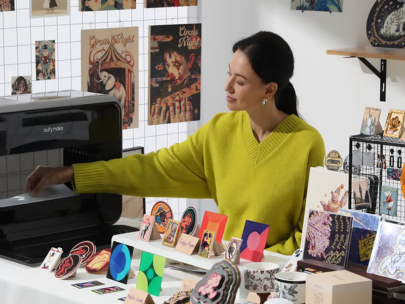 Mit dem eufyMake E1 können Sie schnell und einfach unterschiedliche Kunstwerke und Produkte für Ihr Kleingewerbe oder unternehmen erstellen