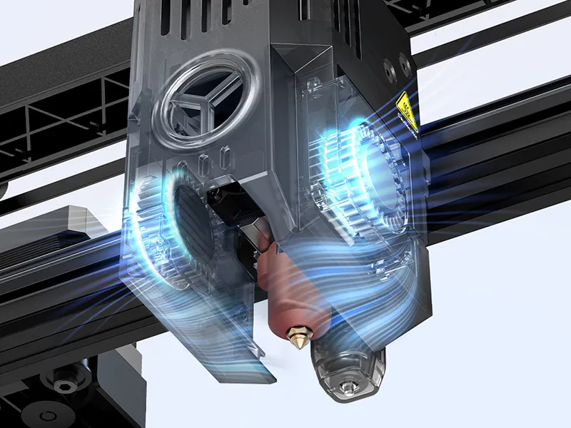Für einen noch hochwertigeren und präziseren 3D-Druck Ihrer Modelle sind die Ender 3D-Drucker mit zusätzlichen Lüftern am Druckkopf ausgestattet.